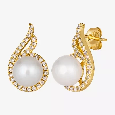 Le Vian Grand Sample Sale Le Vian Grand Sample Sale Womens 1/2 CT. T.W. Genuine White Cultured Freshwater Pearl 14K Gold Drop Earrings