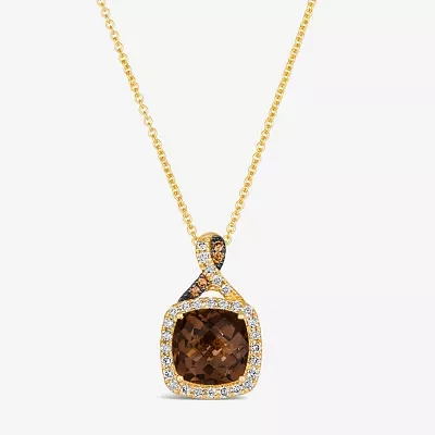 Le Vian Grand Sample Sale Le Vian Grand Sample Sale Womens 1/5 CT. Genuine Brown Quartz 14K Gold Cushion 19 Inch Pendant Necklace