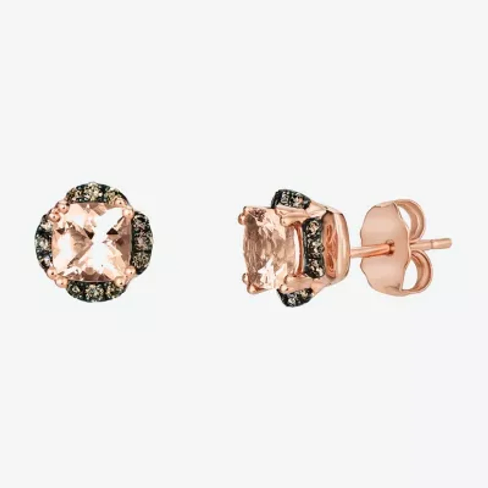 Le Vian Grand Sample Sale Le Vian Grand Sample Sale 1/5 CT. Genuine Pink Morganite 14K Rose Gold 9mm Cushion Stud Earrings