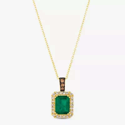 Le Vian Grand Sample Sale Le Vian Grand Sample Sale Womens 1/4 CT. T.W. Genuine Green Emerald 14K Gold 18 Inch Pendant Necklace