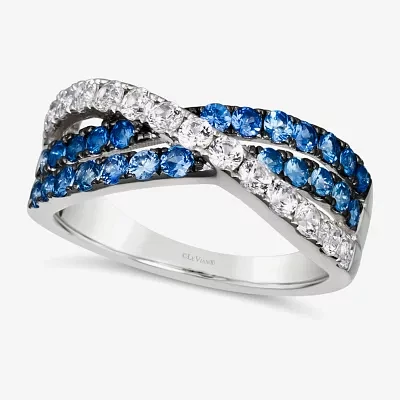 Le Vian Grand Sample Sale Le Vian Grand Sample Sale Womens Genuine Blue Sapphire 14K White Gold Crossover Cocktail Ring