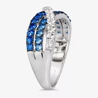 Le Vian Grand Sample Sale Le Vian Grand Sample Sale Womens Genuine Blue Sapphire 14K White Gold Crossover Cocktail Ring