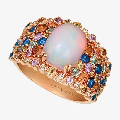 Le Vian Grand Sample Sale Le Vian Grand Sample Sale Womens Diamond Accent Genuine White Opal 14K Rose Gold Cluster Cocktail Ring