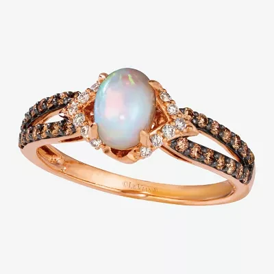 Le Vian Grand Sample Sale Le Vian Grand Sample Sale Womens 1/3 CT. T.W. Genuine White Opal 14K Rose Gold Oval Side Stone Cocktail Ring