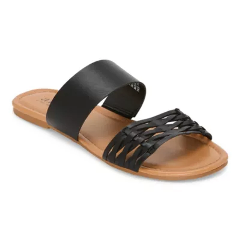 a.n.a Womens Dual Band Slide Sandals