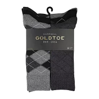 Gold Toe Campbell 6 Pair Big and Tall Crew Socks Mens