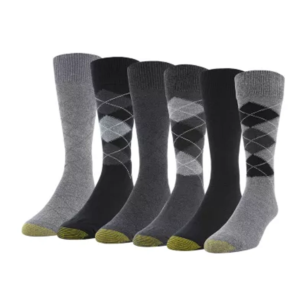 Gold Toe Campbell 6 Pair Big and Tall Crew Socks Mens