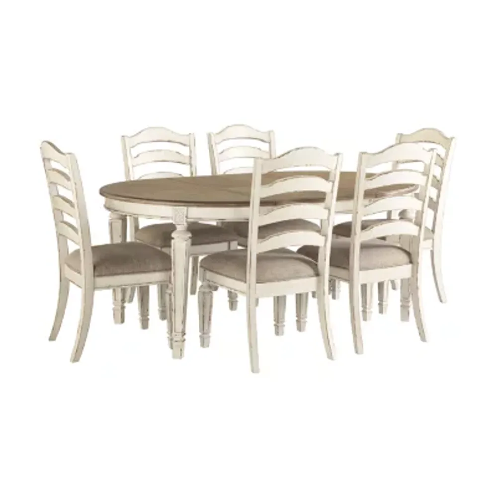 Signature Design by Ashley Realyn 7-Piece Oval Extension Ladderback Dining Set