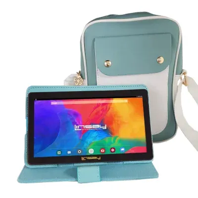 7" Quad Core 2GB RAM 32GB Storage Android 12 Tablet with Blue Leather Case and Fashion Handbag"