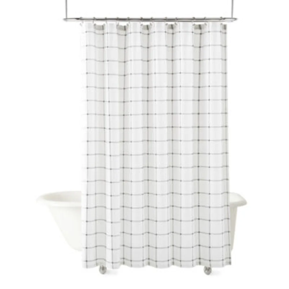 Home Expressions Twill Grid Shower Curtain