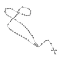 Steeltime Saint Benedict Medal Mens Stainless Steel Rosary Necklaces