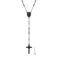 Steeltime Miraculous Medal Mens Stainless Steel Rosary Necklaces