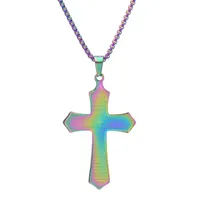 Steeltime Mens Stainless Steel Cross Pendant Necklace