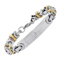 Steeltime Lord'S Prayer 18K Gold Over Stainless Steel 8 Inch Solid Byzantine Id Bracelet