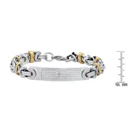 Steeltime Lord'S Prayer 18K Gold Over Stainless Steel 8 Inch Solid Byzantine Id Bracelet