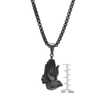 Steeltime Praying Hands Mens Stainless Steel Pendant Necklace