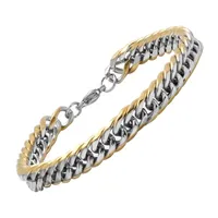 Steeltime 18K Gold Over Stainless Steel 8 1/2 Inch Solid Cuban Link Bracelet