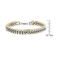 Steeltime 18K Gold Over Stainless Steel 8 1/2 Inch Solid Cuban Link Bracelet