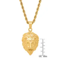 Steeltime Lion Mens 18K Gold Over Stainless Steel Pendant Necklace