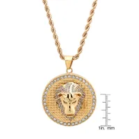 Steeltime Lion Mens 18K Gold Over Stainless Steel Pendant Necklace