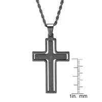 Steeltime Lord'S Prayer Mens Stainless Steel Cross Pendant Necklace