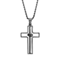 Steeltime Lord'S Prayer Mens Stainless Steel Cross Pendant Necklace