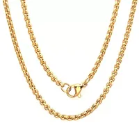 Steeltime 18K Gold Over Stainless Steel Stainless Steel 24 Inch Solid Box Chain Necklace