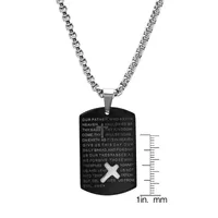 Steeltime Lord'S Prayer Mens Stainless Steel Cross Dog Tag Pendant Necklace