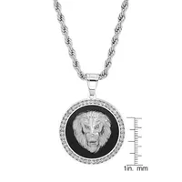 Steeltime Lion Mens Cubic Zirconia Stainless Steel Pendant Necklace