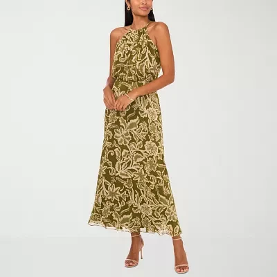 MSK Womens Sleeveless Floral Maxi Dress