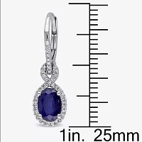 Genuine Sapphire and 1/4 CT. T.W. Diamond Leverback Earrings