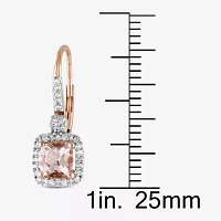 Genuine Morganite & Diamond Leverback Earrings  