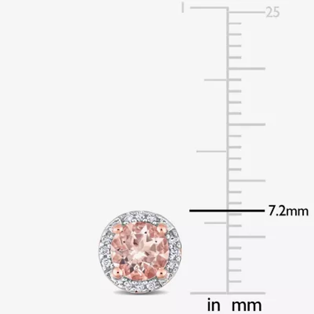 Pink Morganite & Diamond-Accent Stud Earrings