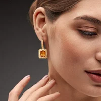 Genuine Citrine, White Topaz and Diamond-Accent Earrings