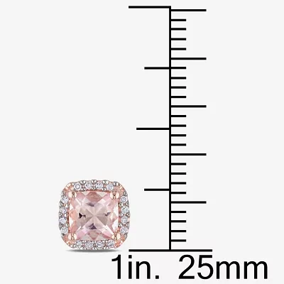 Genuine Morganite and Diamond 10K Rose Gold Stud Earrings