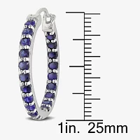 Lab-Created Blue Sapphire Sterling Silver Inside-Out Hoop Earrings