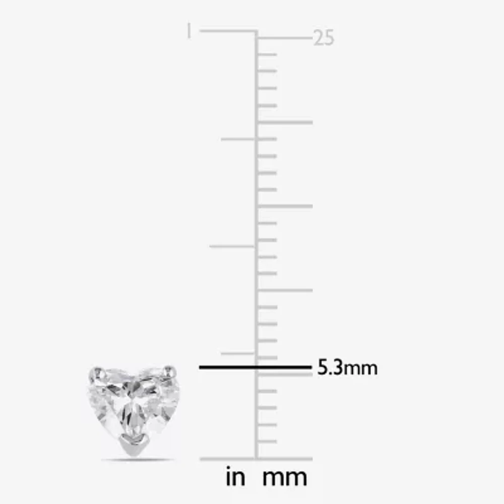 1 CT. T.W. Natural White Diamond 14K White Gold 1mm Heart Stud Earrings