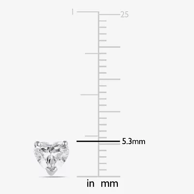 1 CT. T.W. Natural White Diamond 14K Gold 14K White Gold 1mm Heart Stud Earrings