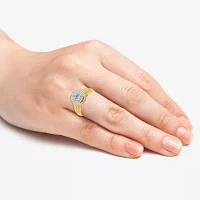 Signature By Modern Bride (H-I / I1) Womens 1 CT. T.W. Lab Grown White Diamond 10K Gold Oval Side Stone Halo Engagement Ring