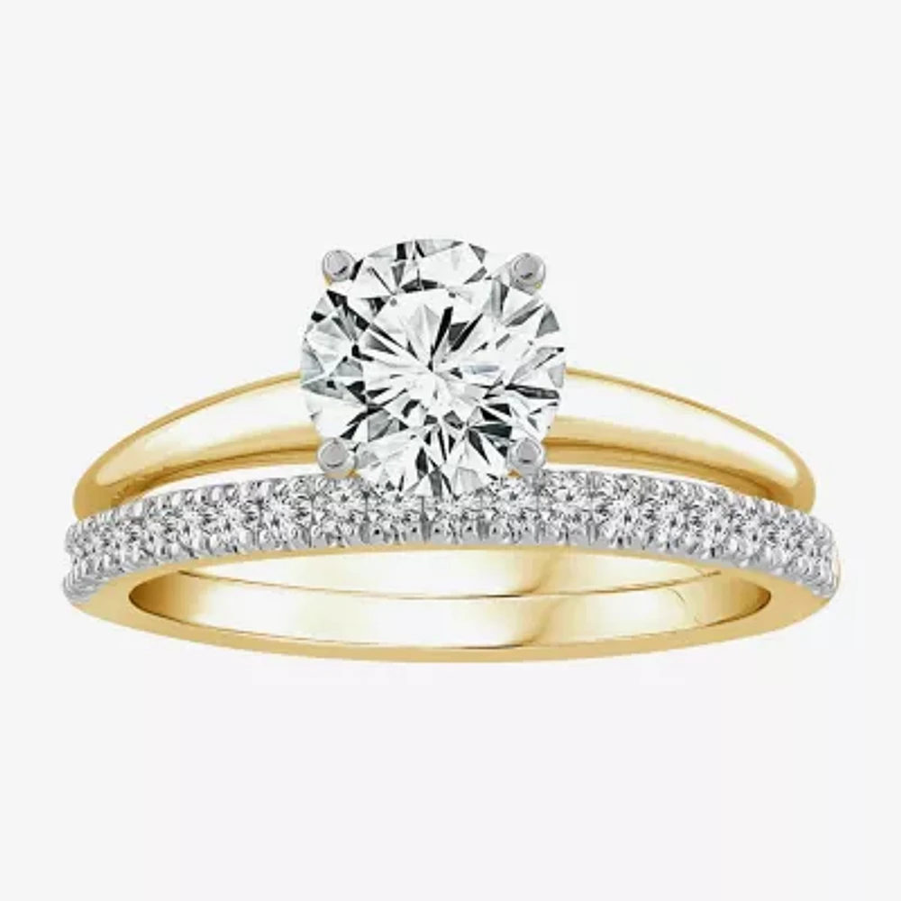 (H-I / Si2-I1) Womens 1 1/4 CT. T.W. Lab Grown White Diamond 14K Gold Solitaire Bridal Set