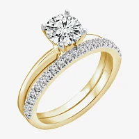 (H-I / Si2-I1) Womens 1 1/4 CT. T.W. Lab Grown White Diamond 14K Gold Solitaire Bridal Set