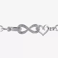 1/10 CT.T.W. Natural Diamond Sterling SIlver Heart & Infinity Bracelet