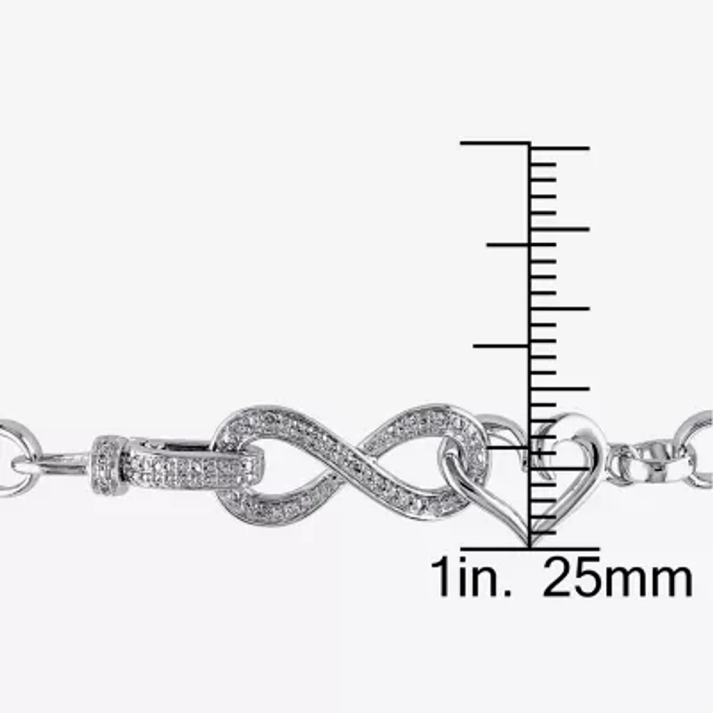 1/10 CT.T.W. Natural Diamond Sterling SIlver Heart & Infinity Bracelet