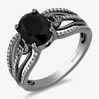 Enchanted Disney Fine Jewelry Villains Womens 1/5 CT. Genuine Black Onyx Sterling Silver Oval Maleficent Cocktail Ring