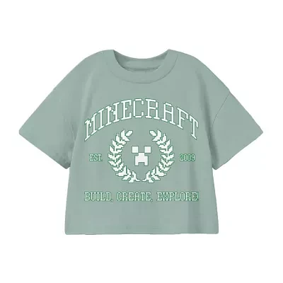 Little & Big Girls Round Neck Short Sleeve Minecraft Graphic T-Shirt