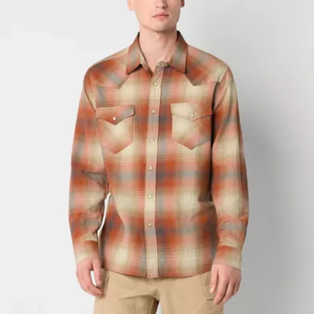 Frye and Co. Mens Regular Fit Long Sleeve Plaid Button-Down Shirt