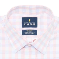 Stafford Magna Ready® Mens Easy-on + Easy-off Sensory Friendly Adaptive Moisture Wicking Regular Fit Short Sleeve Checked Button-Down Shirt