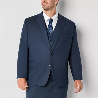 Shaquille O’Neal XLG Big and Tall Solid Blue Stretch Suit Jacket