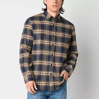 U.S. Polo Assn. Stretch Twill Heather Mens Classic Fit Long Sleeve Plaid Button-Down Shirt