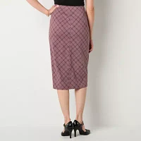 Liz Claiborne Ponte Womens Mid Rise Stretch Fabric Midi Pencil Skirt